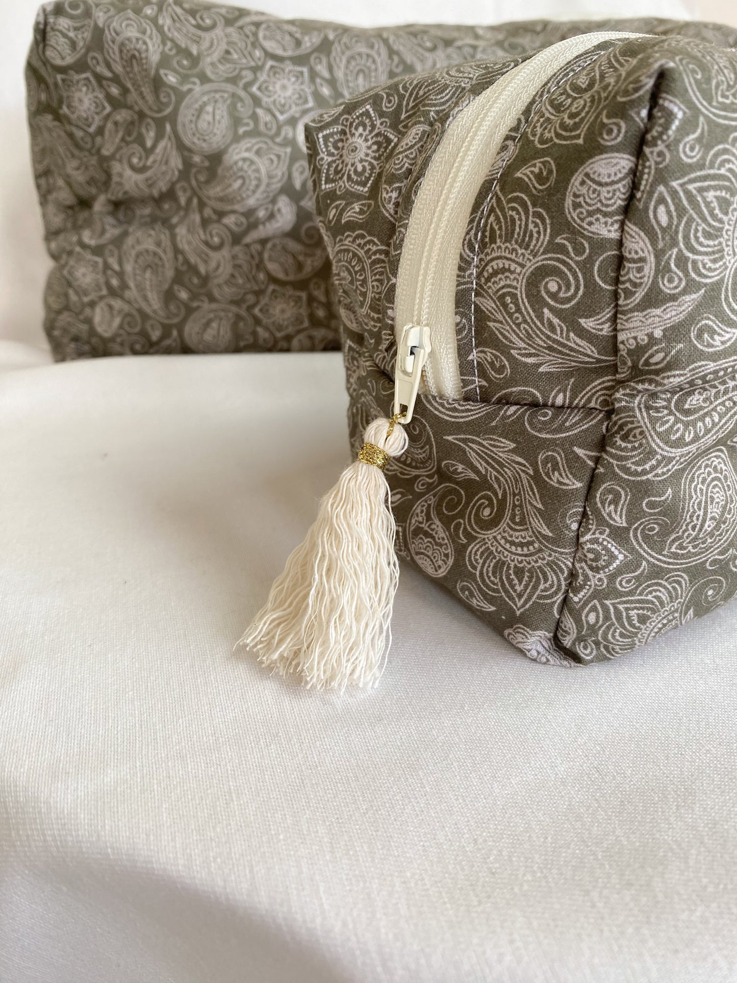 Trousse de beauté cachemire kaki
