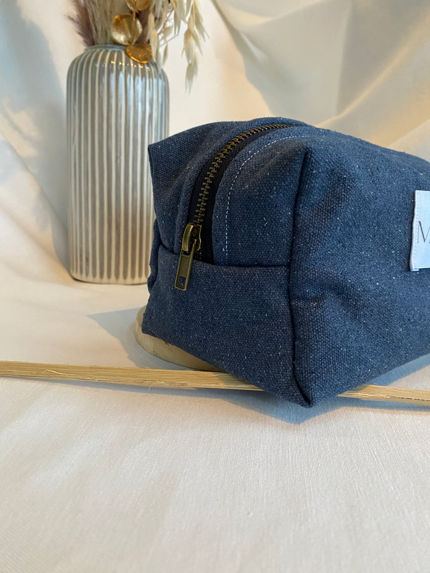 Trousse de toilette bleue chinée