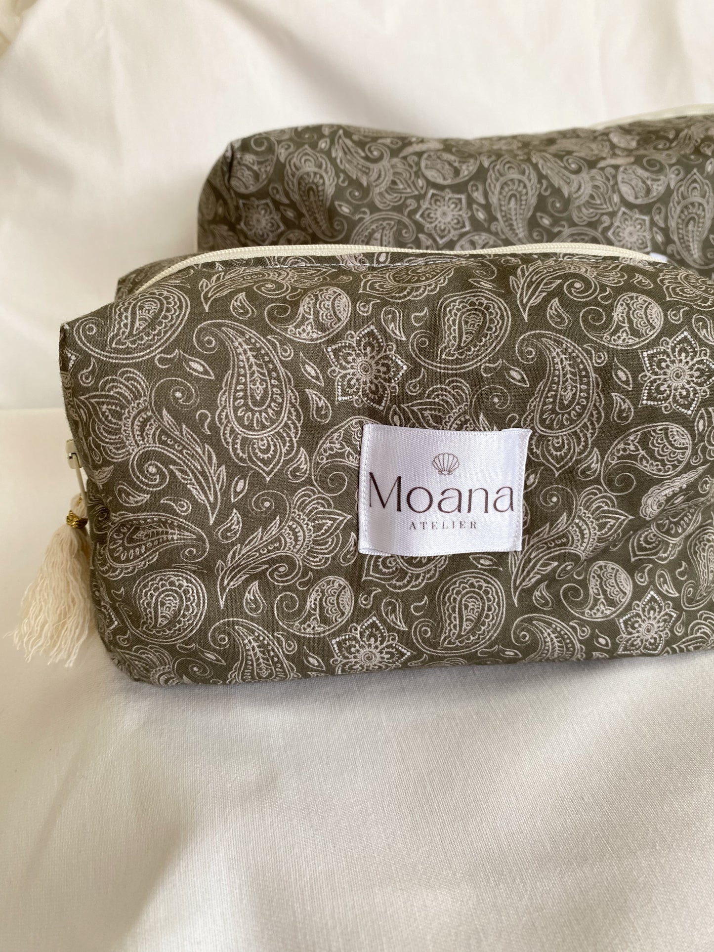 Trousse de beauté cachemire kaki