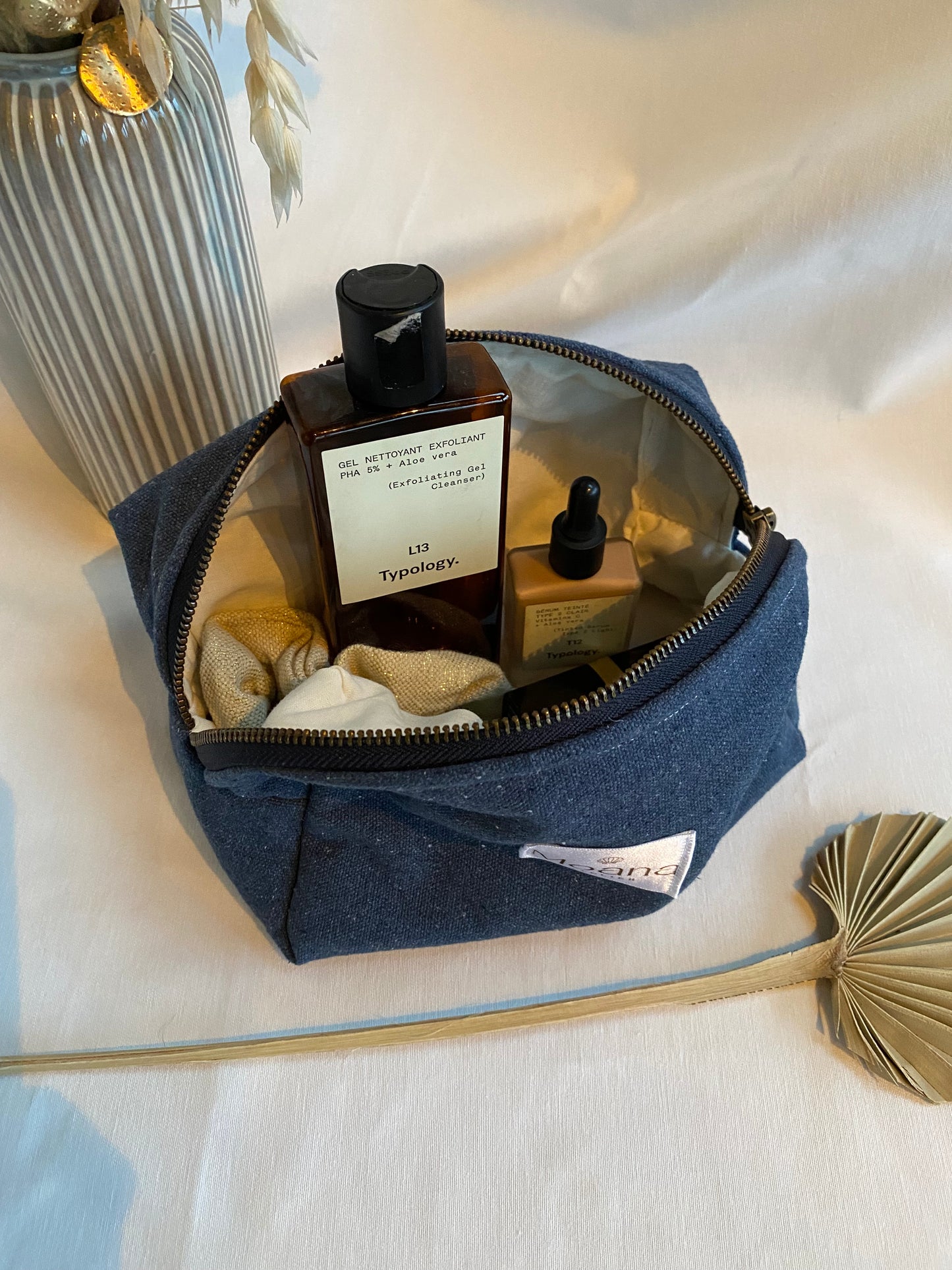 Trousse de toilette bleue chinée